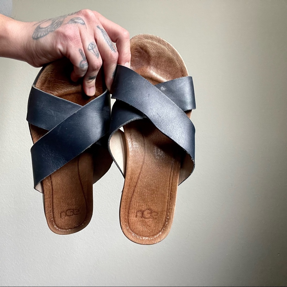 Ugg Leather Kari Slide Blue Sandal